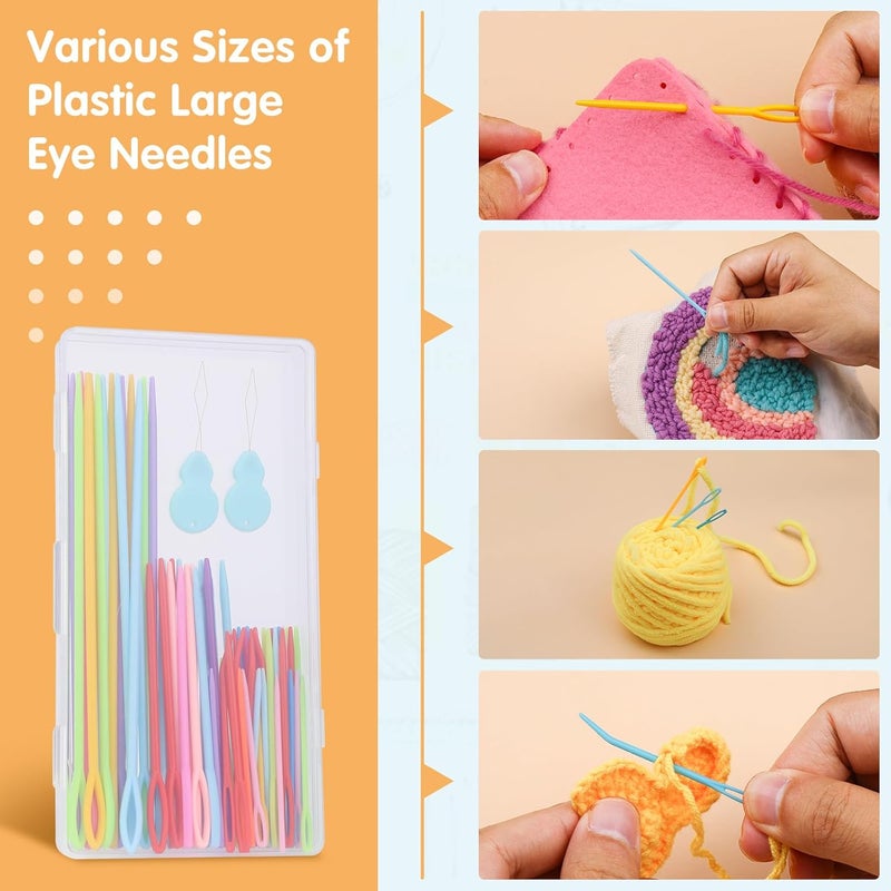 UOOU 67 PCS Plastic Needles, 5 Sizes Yarn Needles, Darning Needles for Yarn, Yarn Needles Large Eye for Crochet, Crochet Needles for Knitting, Weaving and Sewing - Image 4